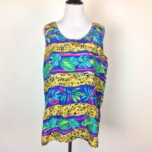 Vtg Stunt Collections Silk Top Womens Oversize M